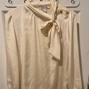 Cream Blouse with a Tie Bow